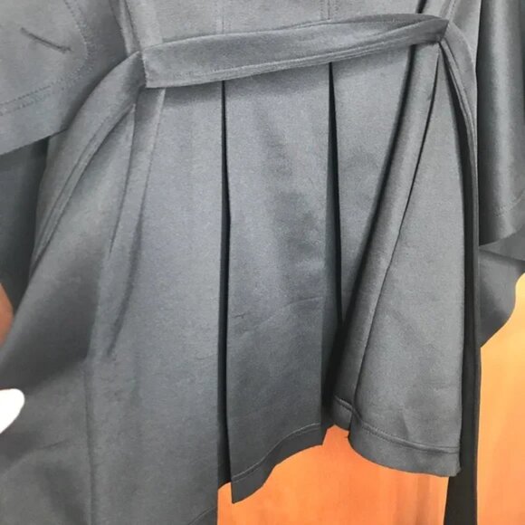 Akira Black Jacket with Hood Size Small Wrap Trench Coat Cape Gothic Steampunk S - Picture 8 of 10